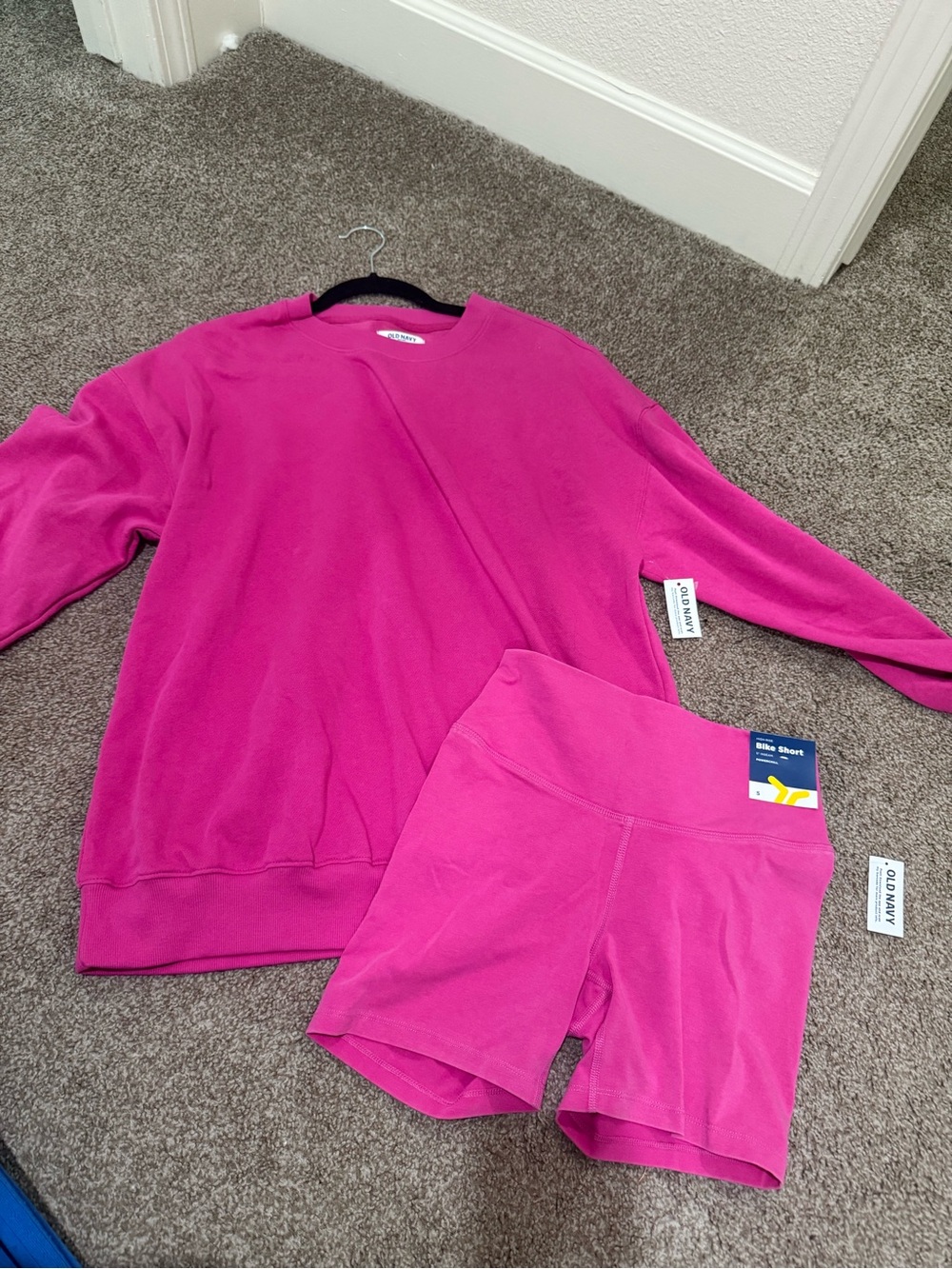 Old Navy Hot Pink Sweatshirt and Bike Shorts